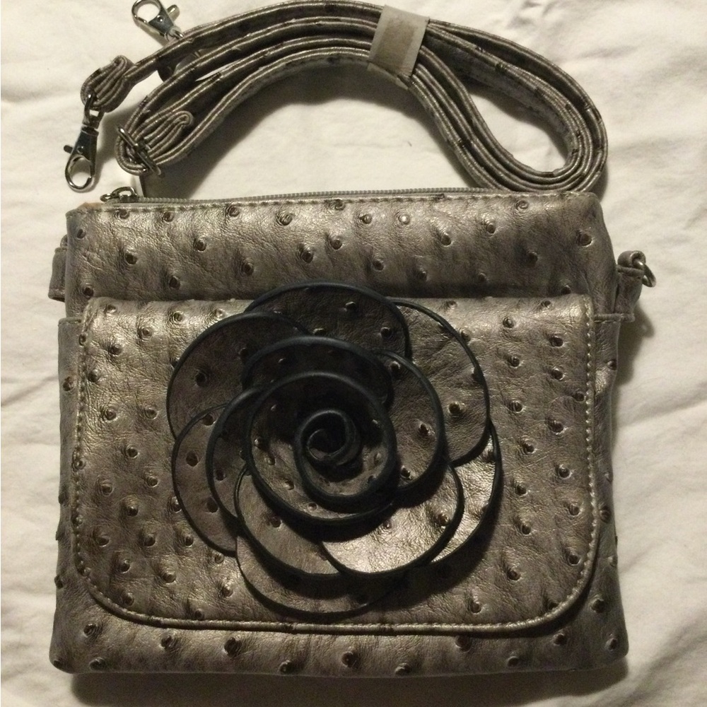 Ostrich Embossed Clutch/ Shoulder Bag